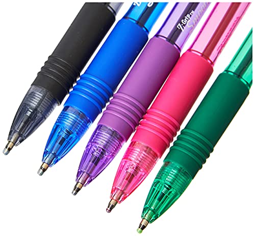 Zebra Pen Z Grip Coloured Pens Ballpoint, Smooth & Comfortable Ballpoint Pens with Pocket Clip, Retractable Ballpoint Pens, Reliable Biro Pens Multipack Including Black Pen - Medium Point, 5 pack