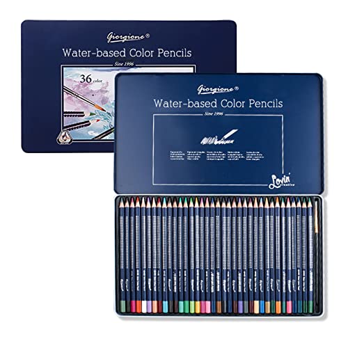 Ineffbb Colouring Pencils 36 Pcs Colored Pencils For Artists Watercolour Drawing Pencils Set with Brush in Tin Case Professional Colouring Pencils for Adult Children