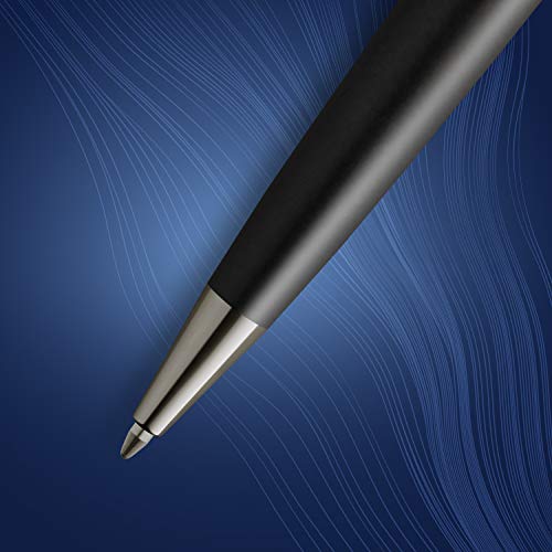 Waterman Expert Ballpoint Pen | Metallic Black Lacquer with Ruthenium Trim | Medium Point | Blue Ink | With Gift Box