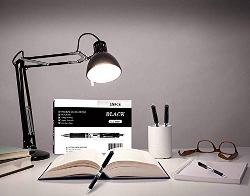 Reaeonat Gel Pens, Retractable Rollerball Pens Black ink Smooth Pens for Adult Writing Note Taking School & Office Supply, Pack of 18