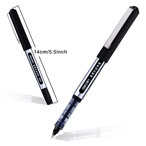 Liquid Ink Rollerball Pens, 12 Pack 0.5mm Stick Ballpoint Black Gel Pens for Adult Writing Note Taking School & Office Supplies