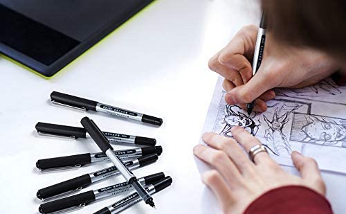 Liquid Ink Rollerball Pens, 12 Pack 0.5mm Stick Ballpoint Black Gel Pens for Adult Writing Note Taking School & Office Supplies