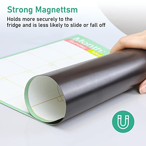Skaaisont Monthly Planner, Reusable A3 Magnetic Fridge Calendar Whiteboard with 2 Dry Erase Markers, Reminder Notice Board for Adults and Children
