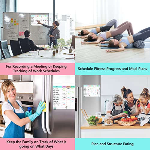 POPRUN Magnetic Weekly Family Planner Whiteboard for Fridge, Chore Chart for Kids and Family, Chores Checklist Board, Dry Wipe Clean Weekly Planning Board for Menu, Memo, to Do List Board, 43 x 28 CM