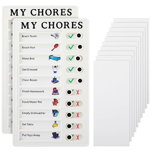 Cobee Chore Charts, 2pcs Detachable Sliding To Do List Checklist with 10pcs Replacement Blank Cardboard Chores Reward Chart Good Behavior Chart Memo Checklist Board Planner Board for Refrigerator Wall