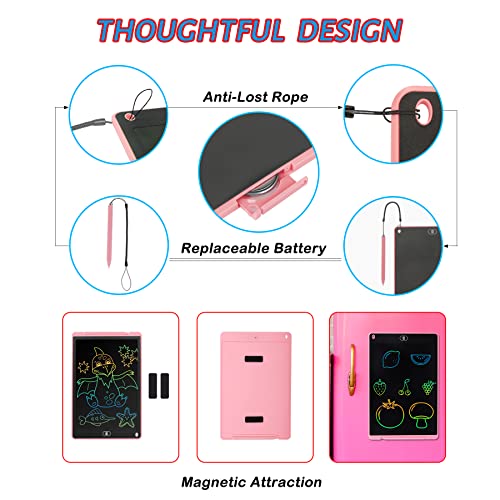 Mamowla LCD Writing Tablet Kids 12 Inch Light Drawing Board Kids Digital Notepad Colorful Digital Ewriter with Lock Function Erasable Electronic Doodle Board for Kids Learning Drawing and Memo,Pink