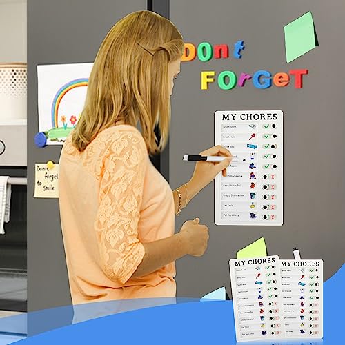Cobee Chore Charts, 2pcs Detachable Sliding To Do List Checklist with 10pcs Replacement Blank Cardboard Chores Reward Chart Good Behavior Chart Memo Checklist Board Planner Board for Refrigerator Wall