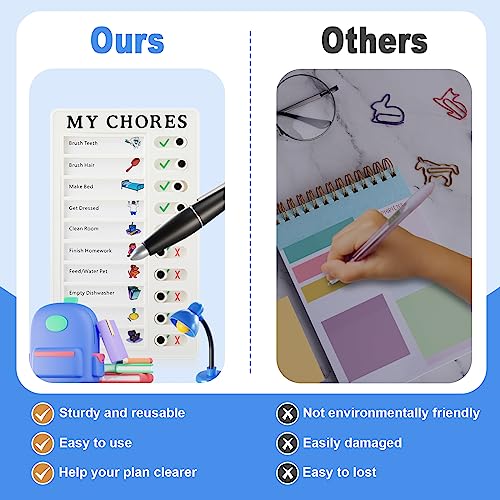 Cobee Chore Charts, 2pcs Detachable Sliding To Do List Checklist with 10pcs Replacement Blank Cardboard Chores Reward Chart Good Behavior Chart Memo Checklist Board Planner Board for Refrigerator Wall