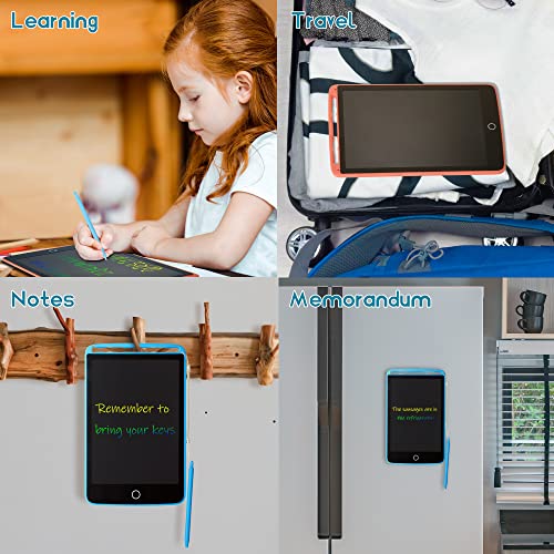 2 Pack LCD Writing Tablet, 10inch Colorful Electronic Drawing Pad Portable Erasable Reusable Doodle Board Learning Educational Toy Gift for Age 3-6 Years Old Kids (Blue/Pink)