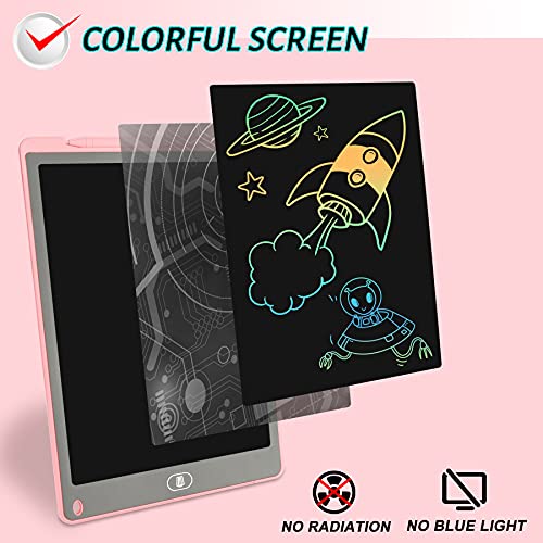 Mamowla LCD Writing Tablet Kids 12 Inch Light Drawing Board Kids Digital Notepad Colorful Digital Ewriter with Lock Function Erasable Electronic Doodle Board for Kids Learning Drawing and Memo,Pink