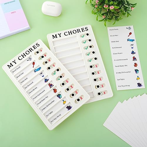 Cobee Chore Charts, 2pcs Detachable Sliding To Do List Checklist with 10pcs Replacement Blank Cardboard Chores Reward Chart Good Behavior Chart Memo Checklist Board Planner Board for Refrigerator Wall