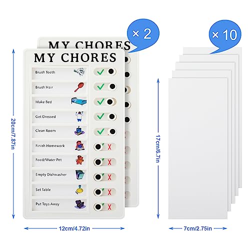 Cobee Chore Charts, 2pcs Detachable Sliding To Do List Checklist with 10pcs Replacement Blank Cardboard Chores Reward Chart Good Behavior Chart Memo Checklist Board Planner Board for Refrigerator Wall