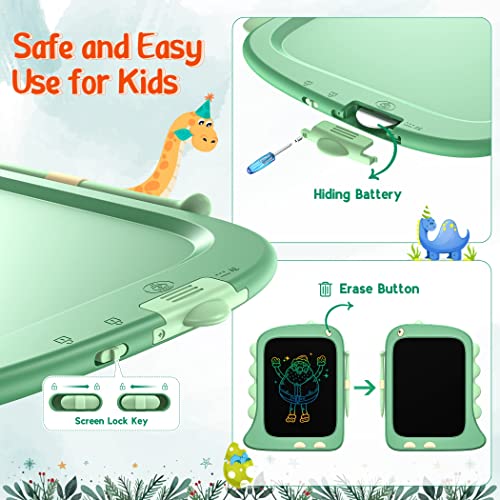 bravokids LCD Writing Tablet 8.5" Drawing Pad Doodle Board Colorful Screen, Dinosaur Educational Toys for Boys Christmas Birthday Gifts for 2 3 4 5 6 Year Old Kids