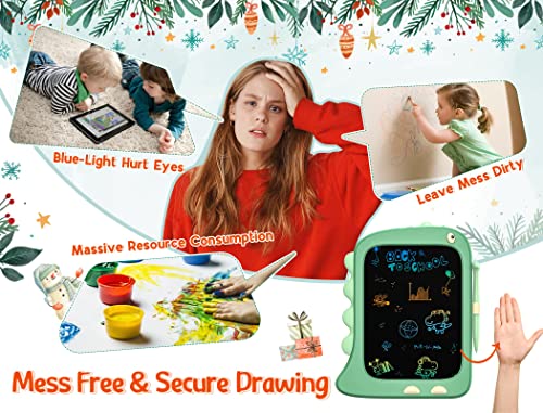 bravokids LCD Writing Tablet 8.5" Drawing Pad Doodle Board Colorful Screen, Dinosaur Educational Toys for Boys Christmas Birthday Gifts for 2 3 4 5 6 Year Old Kids