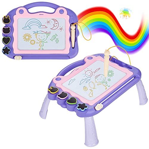 Eucomir Magnetic Drawing Board, 23x30CM, Magna Doodle Board Kids for Girls Boy Gifts,4 Color Erasable Drawing Board for Toddlers with 4Magnetic Stamps and 1Stylus,Kids Educational Toys,Violet