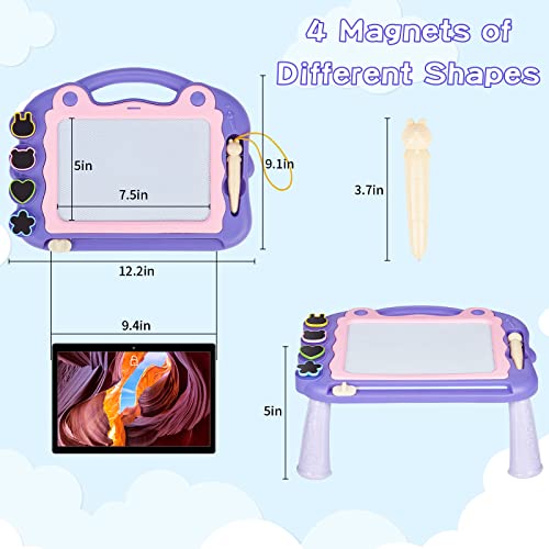 Eucomir Magnetic Drawing Board, 23x30CM, Magna Doodle Board Kids for Girls Boy Gifts,4 Color Erasable Drawing Board for Toddlers with 4Magnetic Stamps and 1Stylus,Kids Educational Toys,Violet