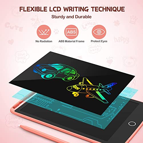 2 Pack LCD Writing Tablet, TECJOE Colorful Doodle Board Electronic Writing Drawing Board for Kids, Learning Toys Gifts for 3-6 Years Old Boys and Girls, 8.5 Inch (Blue and Pink)
