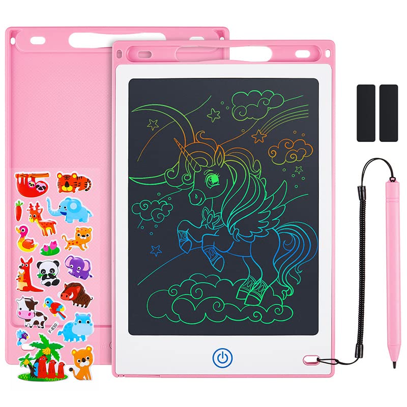 Coolzon Colourful LCD Writing Tablet Kids, 8.5 Inch Erasable with Lock Function Kids Drawing Pad for Painting and Memo Lists,Free Animal Cartoon Stickers,Pink