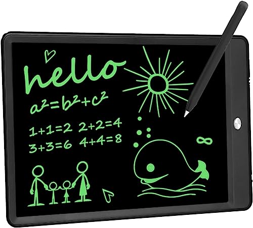 LCD 10inch Writing Tablet, Drawing Board with Stylus, Electronic Black Handwriting Doodle Drawing Pad with Lock Function, Erasable Writing Tablet for Kids learning Tool Birthday Gift (10-balck)