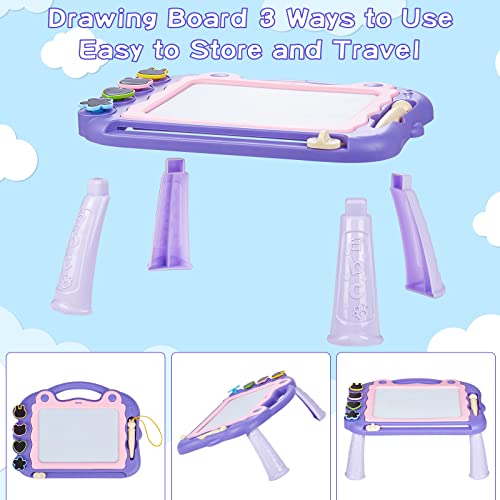 Eucomir Magnetic Drawing Board, 23x30CM, Magna Doodle Board Kids for Girls Boy Gifts,4 Color Erasable Drawing Board for Toddlers with 4Magnetic Stamps and 1Stylus,Kids Educational Toys,Violet