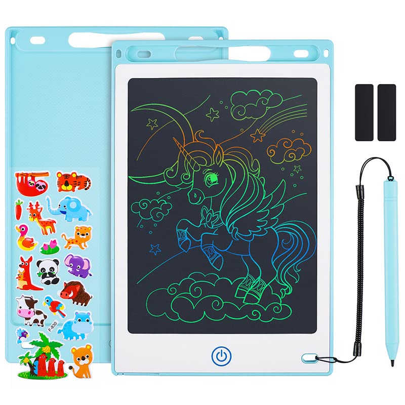 Coolzon Colourful LCD Writing Tablet Kids, 8.5 Inch Erasable Writing Tablet with Lock Function Kids Drawing Pad for Painting Drawing and Memo Lists,Free Animal Cartoon Stickers,Blue