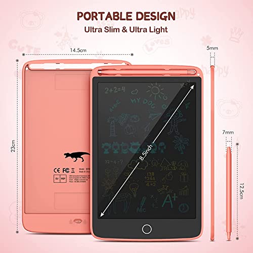 2 Pack LCD Writing Tablet, TECJOE Colorful Doodle Board Electronic Writing Drawing Board for Kids, Learning Toys Gifts for 3-6 Years Old Boys and Girls, 8.5 Inch (Blue and Pink)