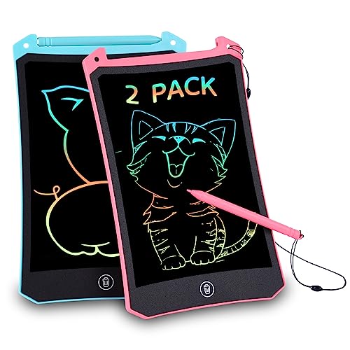 PINKCAT 2 Pack LCD Writing Tablet 8.5inch - Colorful Screen Doodle Scribbler Pad Drawing Board Learning Educational Toys - Gift for Kids 3-6 7 8 9 Years Old Girl Boy (Blue+Pink)