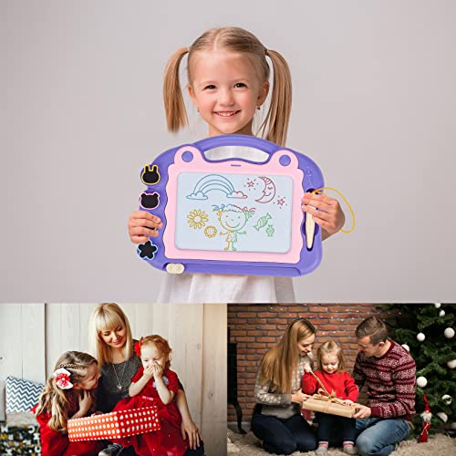 Eucomir Magnetic Drawing Board, 23x30CM, Magna Doodle Board Kids for Girls Boy Gifts,4 Color Erasable Drawing Board for Toddlers with 4Magnetic Stamps and 1Stylus,Kids Educational Toys,Violet