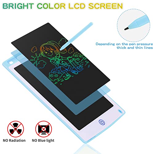 Coolzon Colourful LCD Writing Tablet Kids, 8.5 Inch Erasable Writing Tablet with Lock Function Kids Drawing Pad for Painting Drawing and Memo Lists,Free Animal Cartoon Stickers,Blue
