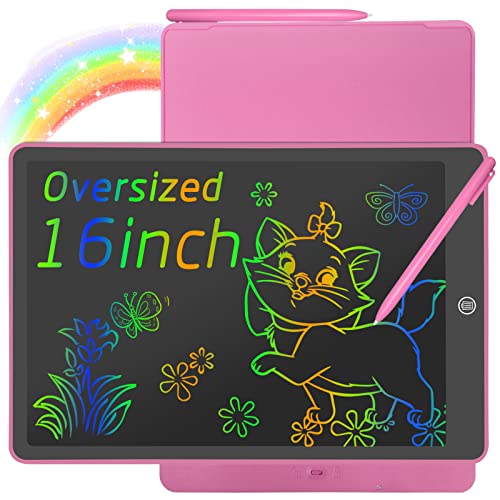 16Inch LCD Writing Tablet Digit Magic Blackboard Electron Drawing Board Art Painting Tool Kids Toys Brain Game Child Best Gift (Pink)