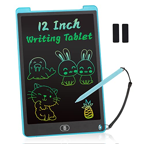 KidsPark LCD Writing Tablet Kids Doodle Scribbler Pad, 12 Inch Colorful Light Drawing Board Learning Educational Toy Portable Handwriting Drawing Pad for Kids Boys Girls Adults, Blue