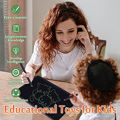 LCD 10inch Writing Tablet, Drawing Board with Stylus, Electronic Black Handwriting Doodle Drawing Pad with Lock Function, Erasable Writing Tablet for Kids learning Tool Birthday Gift (10-balck)