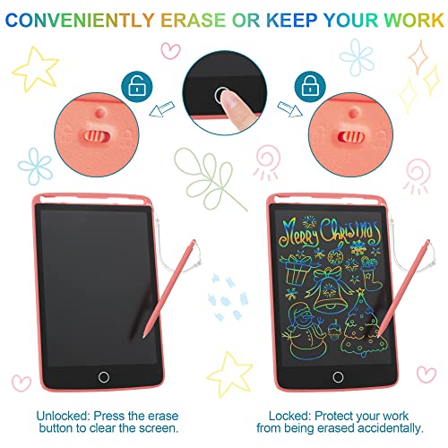 2 Pack Writing Tablet LCD for Kids 8.5 inch Colorful Doodle Board Scribbler Drawing Pad Reusable Erasable EWriter with Lock Screen Function, Learning Educational Toy Gift for 3+ Girls Boys Toddlers