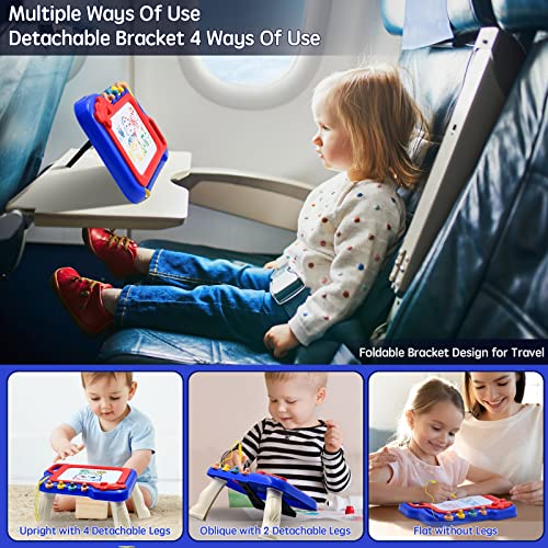 Magnetic Drawing Board Toddlers Toys Presents, Travel Size Magic Colorful Erasable Writing Table with Stand Legs, Drawing Pad Etch Sketching Toys for Kids Boys Girls 2 3 4 5 Years Old