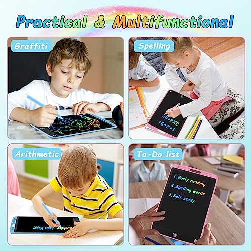 cimetech 2 Pack LCD Writing Tablet, 10 Inch Colorful Doodle Board Drawing Tablet for Kids, Learning Educational Toys Gifts for 3 4 5 6 Years Old Boys Girls Toddlers, Free Animal Cartoon Stickers