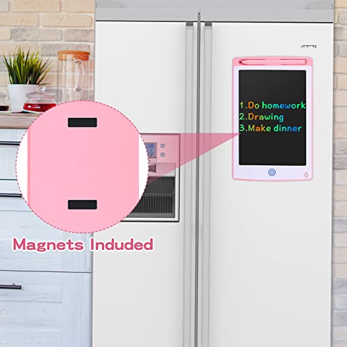 Coolzon Colourful LCD Writing Tablet Kids, 8.5 Inch Erasable with Lock Function Kids Drawing Pad for Painting and Memo Lists,Free Animal Cartoon Stickers,Pink