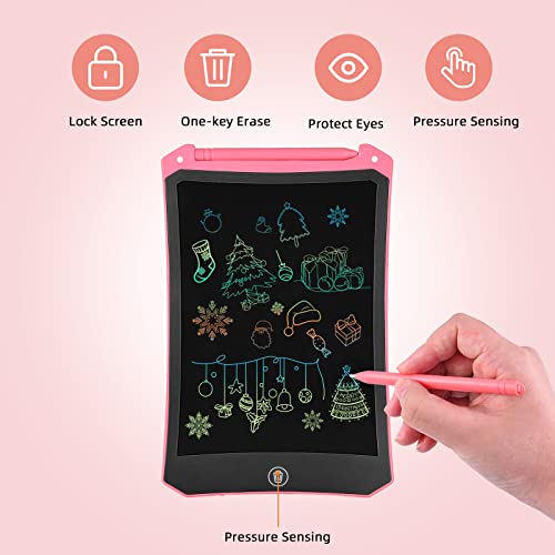 PINKCAT 2 Pack LCD Writing Tablet 8.5inch - Colorful Screen Doodle Scribbler Pad Drawing Board Learning Educational Toys - Gift for Kids 3-6 7 8 9 Years Old Girl Boy (Blue+Pink)