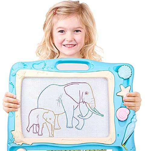 Large Magnetic Drawing Board for Kids, Erasable Colorful Scribble Board Writing Pad with 2 Stamps and 1 Pen for Children Toddlers