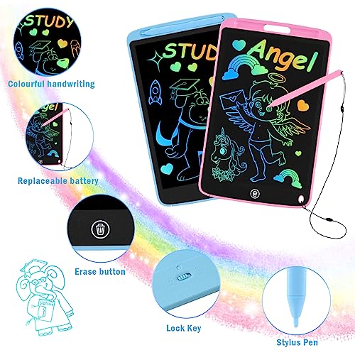 cimetech 2 Pack LCD Writing Tablet, 10 Inch Colorful Doodle Board Drawing Tablet for Kids, Learning Educational Toys Gifts for 3 4 5 6 Years Old Boys Girls Toddlers, Free Animal Cartoon Stickers