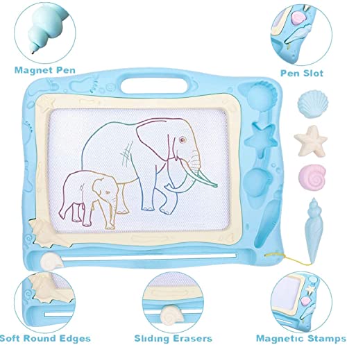 Large Magnetic Drawing Board for Kids, Erasable Colorful Scribble Board Writing Pad with 2 Stamps and 1 Pen for Children Toddlers