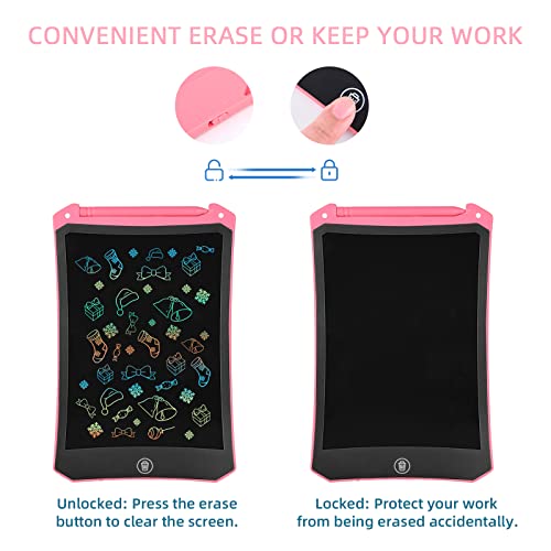 PINKCAT 2 Pack LCD Writing Tablet 8.5inch - Colorful Screen Doodle Scribbler Pad Drawing Board Learning Educational Toys - Gift for Kids 3-6 7 8 9 Years Old Girl Boy (Blue+Pink)