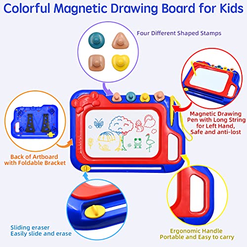 Magnetic Drawing Board Toddlers Toys Presents, Travel Size Magic Colorful Erasable Writing Table with Stand Legs, Drawing Pad Etch Sketching Toys for Kids Boys Girls 2 3 4 5 Years Old