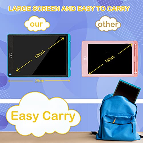 KidsPark LCD Writing Tablet Kids Doodle Scribbler Pad, 12 Inch Colorful Light Drawing Board Learning Educational Toy Portable Handwriting Drawing Pad for Kids Boys Girls Adults, Blue