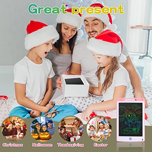 Coolzon Colourful LCD Writing Tablet Kids, 8.5 Inch Erasable with Lock Function Kids Drawing Pad for Painting and Memo Lists,Free Animal Cartoon Stickers,Pink