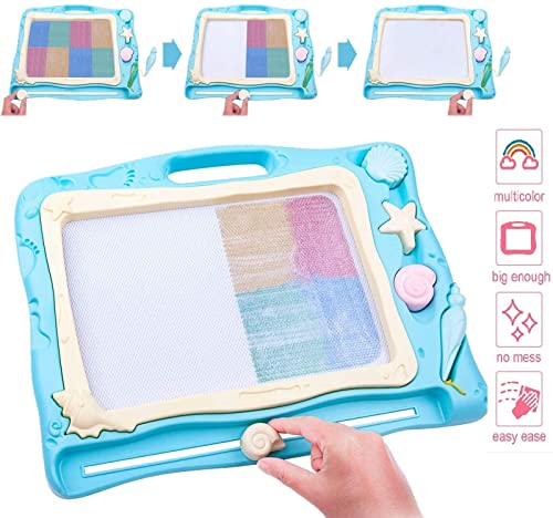 Large Magnetic Drawing Board for Kids, Erasable Colorful Scribble Board Writing Pad with 2 Stamps and 1 Pen for Children Toddlers