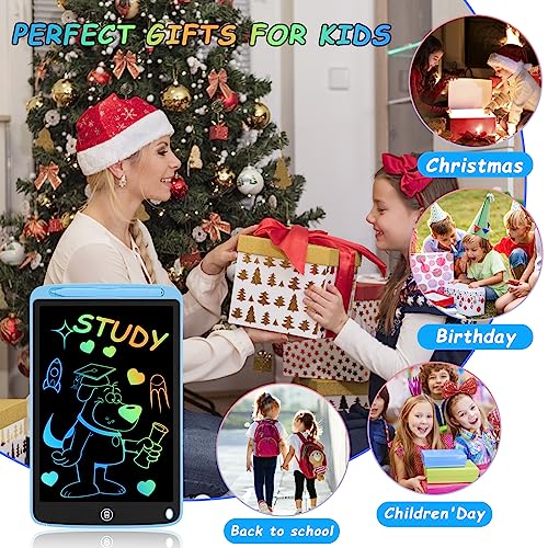 cimetech 2 Pack LCD Writing Tablet, 10 Inch Colorful Doodle Board Drawing Tablet for Kids, Learning Educational Toys Gifts for 3 4 5 6 Years Old Boys Girls Toddlers, Free Animal Cartoon Stickers