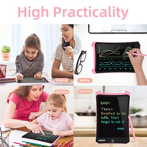 PINKCAT 2 Pack LCD Writing Tablet 8.5inch - Colorful Screen Doodle Scribbler Pad Drawing Board Learning Educational Toys - Gift for Kids 3-6 7 8 9 Years Old Girl Boy (Blue+Pink)
