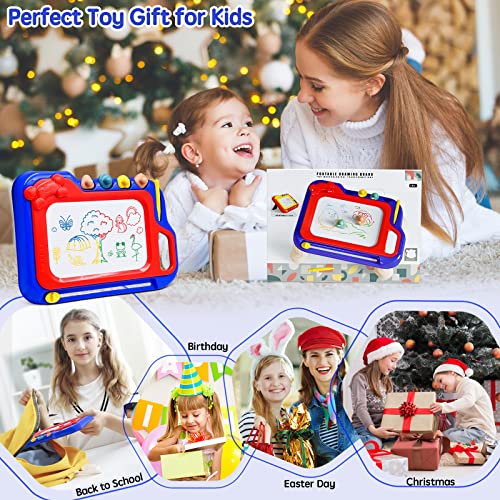 Magnetic Drawing Board Toddlers Toys Presents, Travel Size Magic Colorful Erasable Writing Table with Stand Legs, Drawing Pad Etch Sketching Toys for Kids Boys Girls 2 3 4 5 Years Old