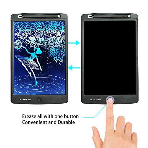 LCD Writing Tablet 10 Inch Color HUIXIANG Electronic Drawing Board Digital Rewritten Drawing Pad Multi Colour Durable Handwriting Toy for Kids Boy Girl Presents for Students (Black)