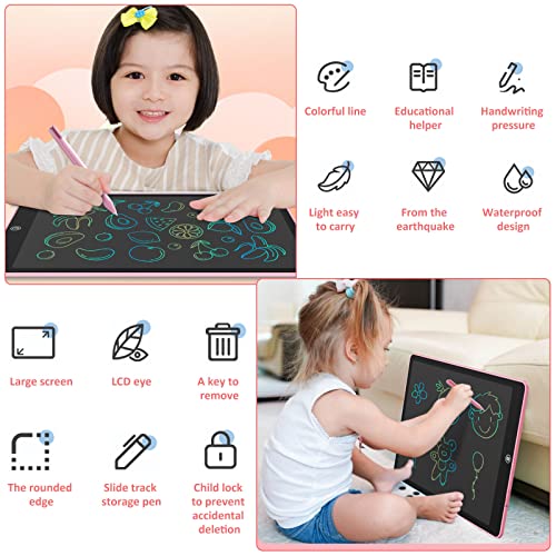 16Inch LCD Writing Tablet Digit Magic Blackboard Electron Drawing Board Art Painting Tool Kids Toys Brain Game Child Best Gift (Pink)